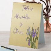 Plaque De Table Iris Violet & Bleu Aquarelle Mariage Or (En SItu (Tableau))