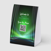 Plaque De Table Ishish Green Menu Restaurant QR Code Panneau de la (Verso)