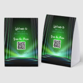 Plaque De Table Ishish Green Menu Restaurant QR Code Panneau de la (Recto/verso)