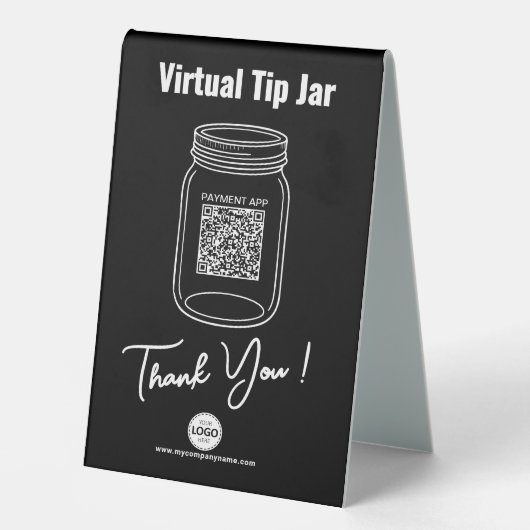 Plaque De Table Jar à conseils virtuels, code QR personnalisé, log (Recto)