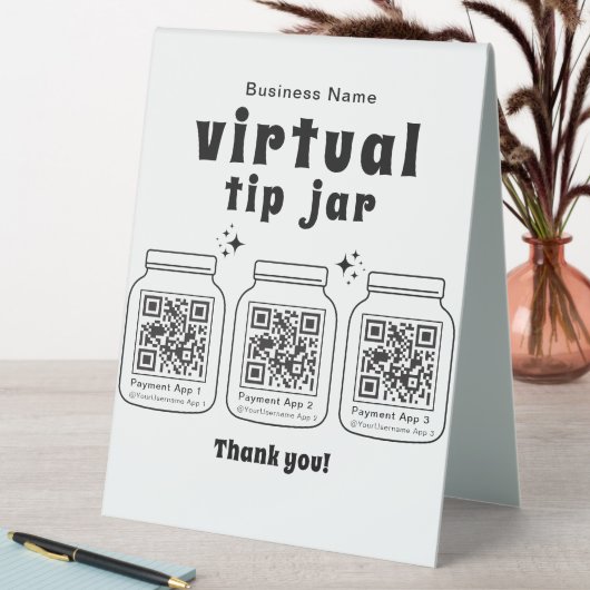 Plaque De Table Jar de conseil virtuel avec 3 code QR (En SItu (Tableau))