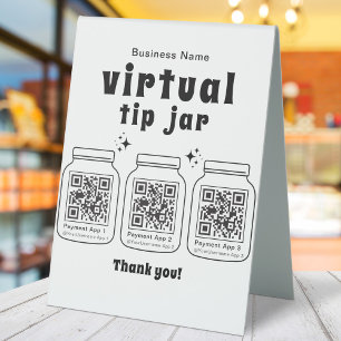 Plaque De Table Jar de conseil virtuel avec 3 code QR