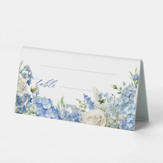 Plaque De Table Jardin anglais Blue Hydrangea White Roses Table (Recto)