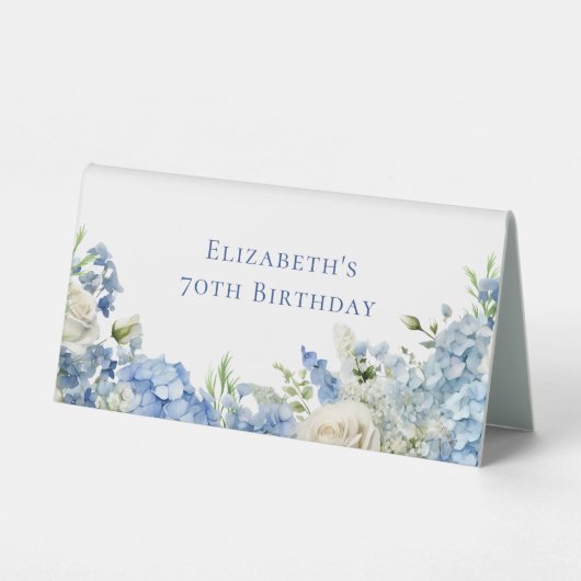 Plaque De Table Jardin anglais Hydrangea Bleu Roses Blanches Table (Verso)