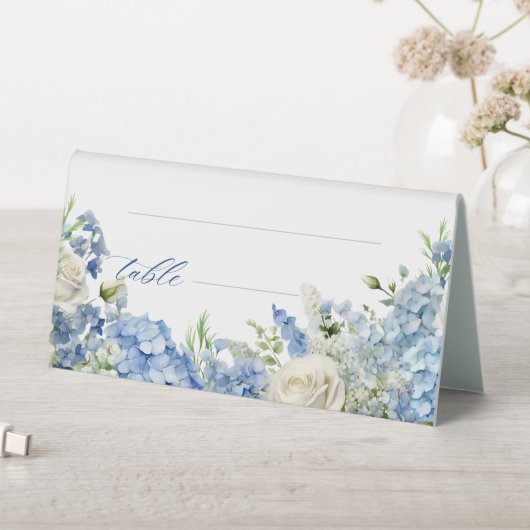 Plaque De Table Jardin anglais Hydrangea Bleu Roses Blanches Table (En SItu (Tableau))