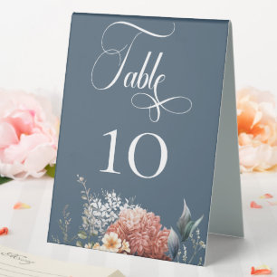 Plaque De Table Jardin bleu romantique moderne Mariage floral
