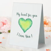 Plaque De Table Je t'aime Mignon Vert et Bleu Saint Valentin (In SItu (Mariage))