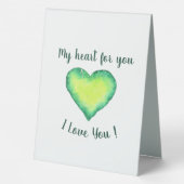 Plaque De Table Je t'aime Mignon Vert et Bleu Saint Valentin (Verso)