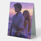 Plaque De Table Jeu d'anneau de Fête des mariées photo moderne vio (Verso)