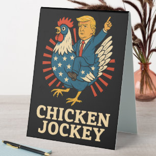 Plaque De Table Jockey de poulet Trump Mème amusant