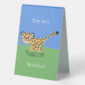 Plaque De Table Joli bébé guépard en cours de dessin animé illustr (Verso)