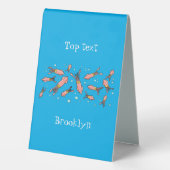 Plaque De Table Joli motif caricature de calmar rose (Verso)