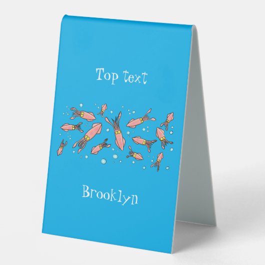 Plaque De Table Joli motif caricature de calmar rose (Recto)