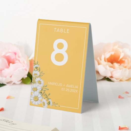 Plaque De Table Joli Numéro de Table Jaune Blanc Jonquilles Margue (In SItu (Mariage))