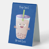 Plaque De Table Joli personnage de dessin animé boba thé bulle (Verso)