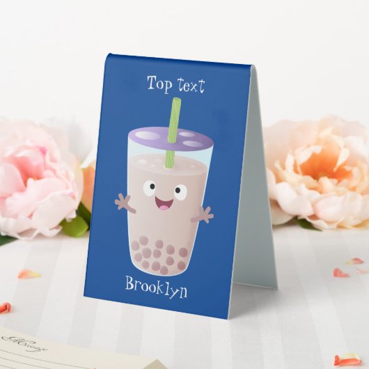 Plaque De Table Joli personnage de dessin animé boba thé bulle (In SItu (Mariage))