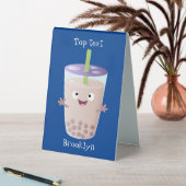 Plaque De Table Joli personnage de dessin animé boba thé bulle (En SItu (Tableau))