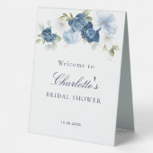 Plaque De Table Jolie poussière florale bleu mariage (Verso)