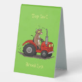 Plaque De Table Jolie vache heureuse conduisant un dessin animé de (Verso)