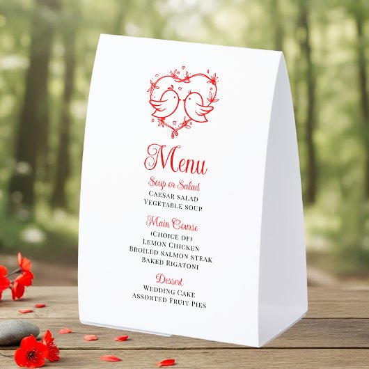 Plaque De Table Jolis Inséparables Bohème Menu de Mariage Jardin a