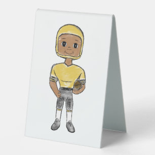 Plaque De Table joueur de football vintage rétro noir jaune simple