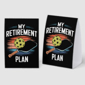 Plaque De Table Joueur de pickleball Mon Plan de Retraite (Recto/verso)