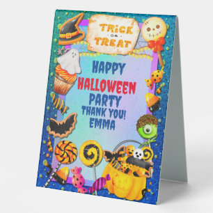 Plaque De Table Joyeuse fête d'Halloween remplie de friandises