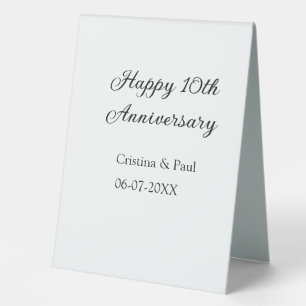 Plaque De Table Joyeux 10e anniversaire simple nom de mariage mini