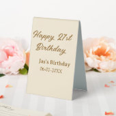 Plaque De Table Joyeux 21e anniversaire brun pastel jaune nom date (In SItu (Mariage))