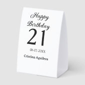 Plaque De Table Joyeux 21e anniversaire lettre gras simple nom min (Verso)