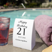 Plaque De Table Joyeux 21e anniversaire lettre gras simple nom min (InVersositu (sur table))