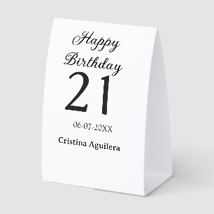 Plaque De Table Joyeux 21e anniversaire lettre gras simple nom min