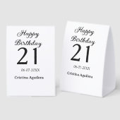 Plaque De Table Joyeux 21e anniversaire lettre gras simple nom min (Recto/verso)