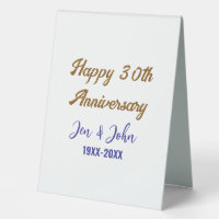 Joyeux 30e anniversaire de mariage royal bleu or s