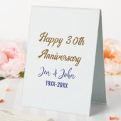 Plaque De Table Joyeux 30e anniversaire de mariage royal bleu or s (In SItu (Mariage))