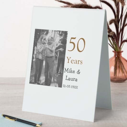 Plaque De Table Joyeux 50e anniversaire ajouter nom du couple date (En SItu (Tableau))