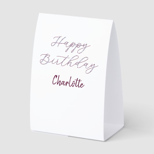 Plaque De Table Joyeux Anniversaire maron bleu gris nom date paste (Recto)