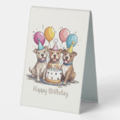 Plaque De Table Joyeux Chiens taureaux Pit Anniversaire (Verso)