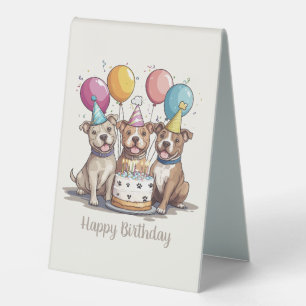 Plaque De Table Joyeux Chiens taureaux Pit Anniversaire