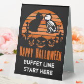 Plaque De Table Joyeux Halloween Skeleton Chat Retro Sunset (In SItu (Mariage))