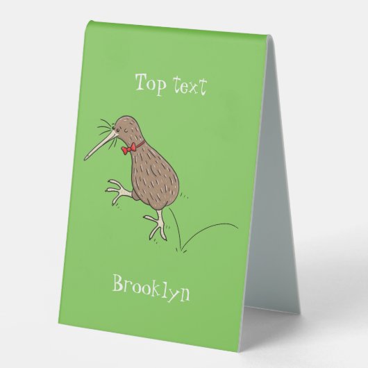 Plaque De Table Joyeux kiwi de saut avec dessin de cravate arc (Recto)