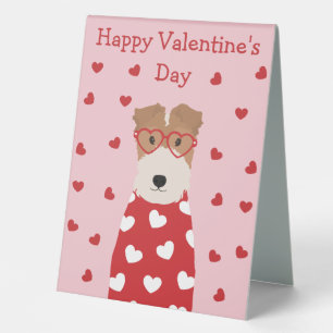 Plaque De Table Joyeux Valentines Jour Fil Fox Terrier Chien