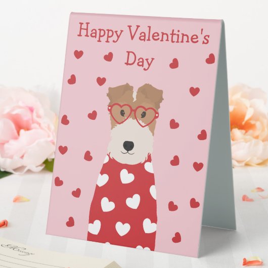 Plaque De Table Joyeux Valentines Jour Fil Fox Terrier Chien (In SItu (Mariage))
