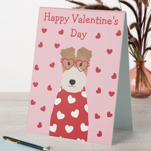 Plaque De Table Joyeux Valentines Jour Fil Fox Terrier Chien (En SItu (Tableau))