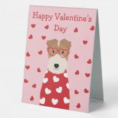 Plaque De Table Joyeux Valentines Jour Fil Fox Terrier Chien (Verso)