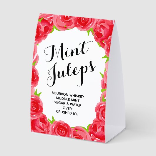 Plaque De Table Juleps à la menthe aux roses rouges (Recto)