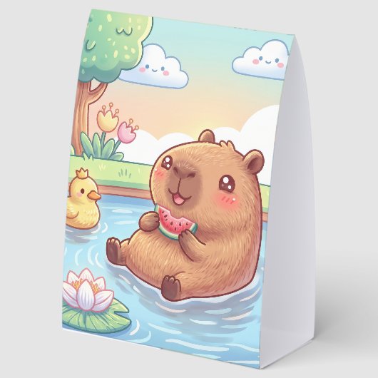 Plaque De Table Kawaii capy in a pond (Recto)
