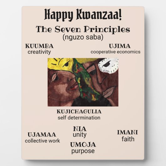 Plaque de table KWANZAA PRINCIPLES avec Easel (Devant)
