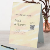 Plaque De Table Lait miel bougie soja entreprise ajouter q r code (En SItu (Tableau))