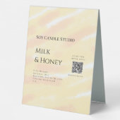 Plaque De Table Lait miel bougie soja entreprise ajouter q r code (Verso)